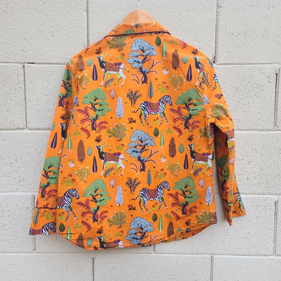 Printfresh x Anthropologie | Long Sleeve Sleep TOP in Orange Motif Size Small - Picture 9 of 10